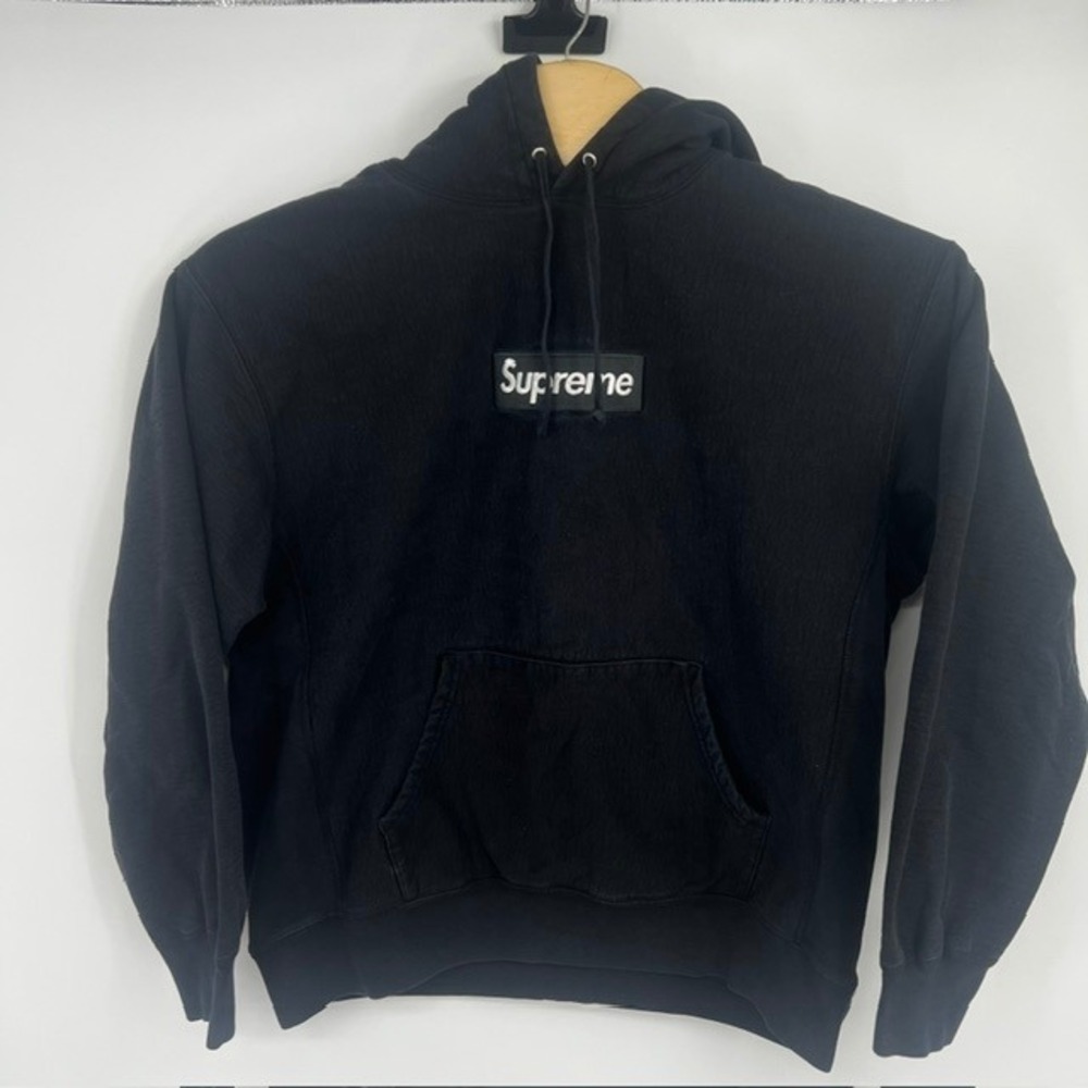 Supreme Box Logo Hoodie FW23 Black Mens Large 2023 Embroidered Hood Sweatshirt